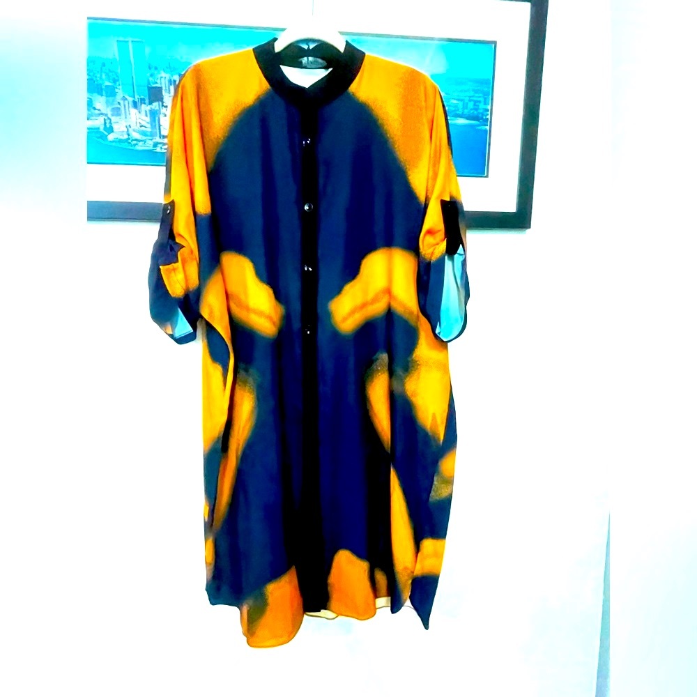 NWT LAGEZ design orange and navy blue dress